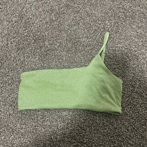 Lulus green sparkly one shoulder bathing suit top